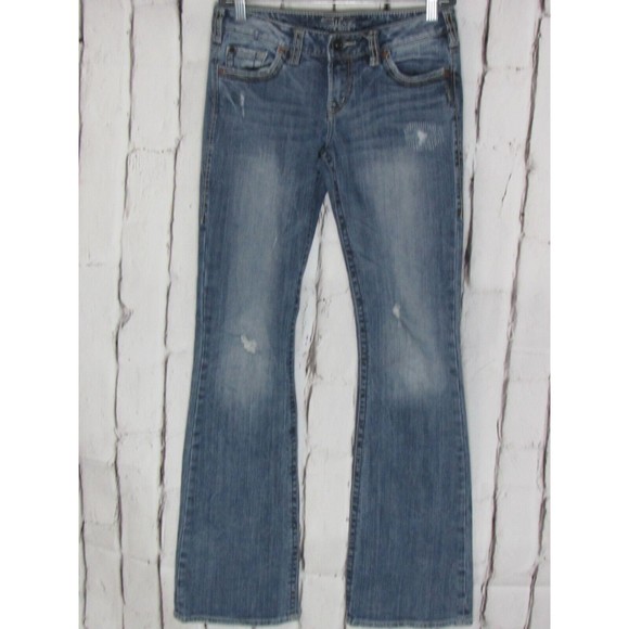 Silver Jeans Denim - Silver Women Jeans Size 26 Blue Low Rise Alex Distressed Faded Flare Denim